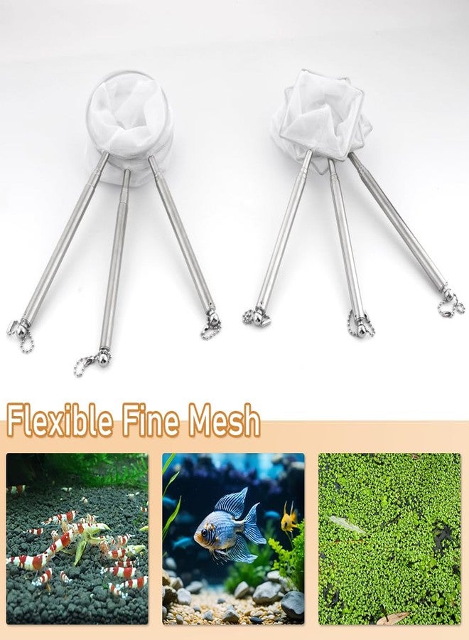 DQITJ 6 Pcs Fish Net for Fish Tank Extendable Stainless Steel Handle Small Tank Tool for Shrimp Bettas Brine (Square and Round) - Image 4